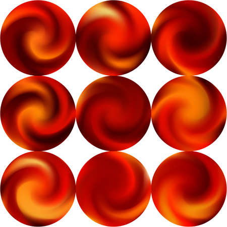 Set with modern round colorful backgrounds. Futuristic retro style of 80th. Trendy soft color effect. Red elegant and effective gradients, smooth blurred abstract covers.のイラスト素材