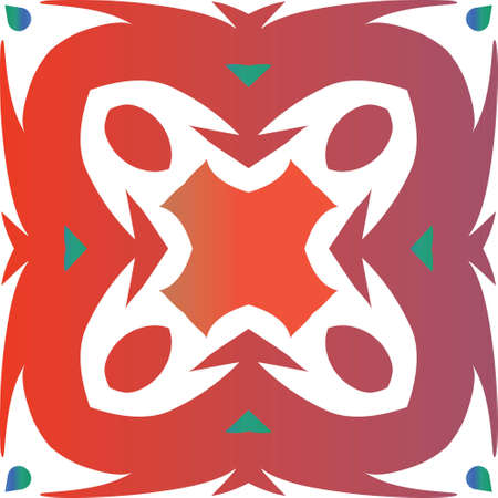 Ethnic ceramic tile in mexican talavera. Bathroom design. Vector seamless pattern theme. Red vintage ornament for surface texture, towels, pillows, wallpaper, print, web background.のイラスト素材