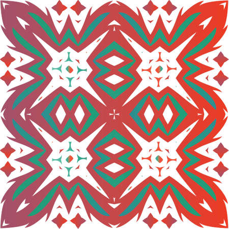 Traditional ornate mexican talavera. Bathroom design. Vector seamless pattern trellis. Red abstract background for web backdrop, print, pillows, surface texture, wallpaper, towels.のイラスト素材