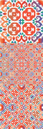 Ethnic ceramic tiles in mexican talavera. Collection of vector seamless patterns. Graphic design....