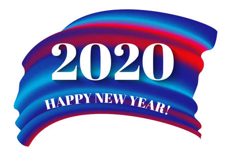 Happy New 2020 Year. Holiday paper style design for calendar, invitation, greeting card, etc. Festive 3d numbers 2020 on multicolored form, isolated on white background. Vector illustration. EPS10.のイラスト素材