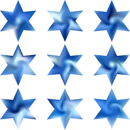 Collection of hexagram mesh backgrounds. Decorative sacred religious symbols. Good soft color art. Blue celebration templates for your cards, invitations, brochures and calendars.のイラスト素材