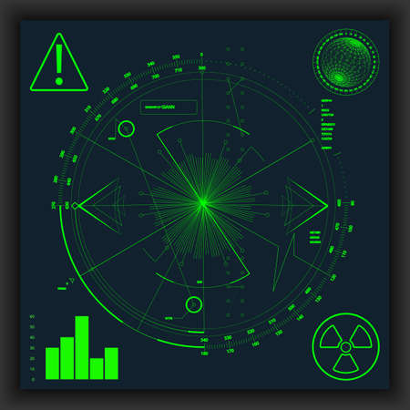 Green radar screen. EPS10. Vector illustration for your design.のイラスト素材