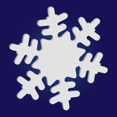 Simple, beautiful snowflake on blue background.  Vector illustration - postcard. Minimal concept...