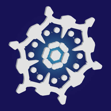 Paper cut isolated snowflake on blue background. Vector illustration - poster. Effective concept...