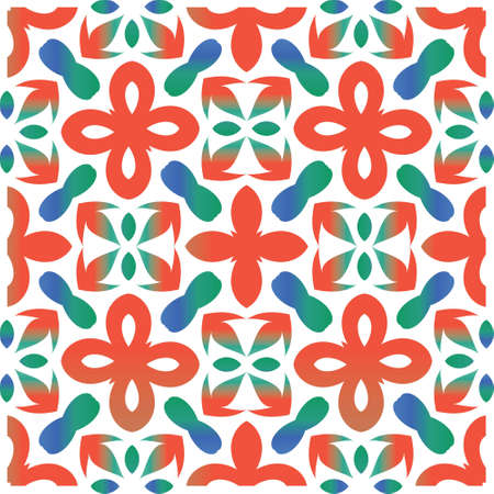 Mexican vintage talavera tiles. Vector seamless pattern frame. Creative design. Red antique background for pillows, print, wallpaper, web backdrop, towels, surface texture.のイラスト素材