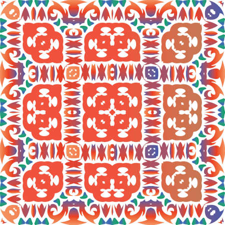 Ornamental talavera mexico tiles decor. Universal design. Vector seamless pattern trellis. Red gorgeous flower folk print for linens, smartphone cases, scrap booking, bags or T-shirts.のイラスト素材
