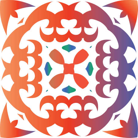 Antique talavera tiles patchwork. Graphic design. Vector seamless pattern elements. Red mexican ornamental  decor for bags, smartphone cases, T-shirts, linens or scrapbooking.のイラスト素材