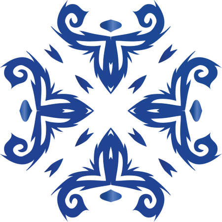 Antique portuguese azulejo ceramic. Hand drawn design. Vector seamless pattern poster. Blue floral and abstract decor for scrapbooking, smartphone cases, T-shirts, bags or linens.のイラスト素材