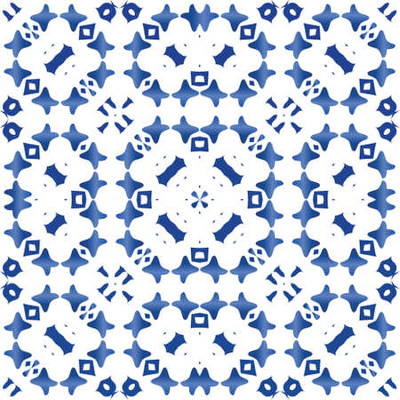 Portuguese vintage azulejo tiles. Original design. Vector seamless pattern illustration. Blue...