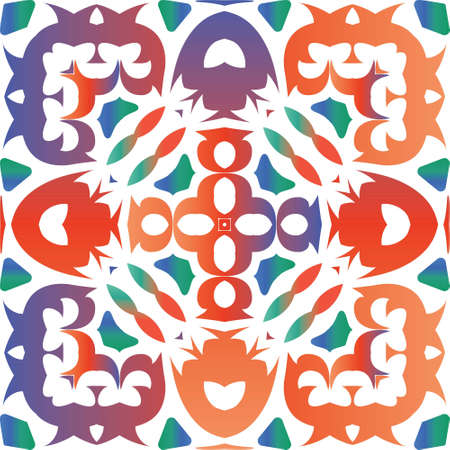 Antique talavera tiles patchwork. Vector seamless pattern collage. Kitchen design. Red mexican ornamental  decor for bags, smartphone cases, T-shirts, linens or scrapbooking.のイラスト素材