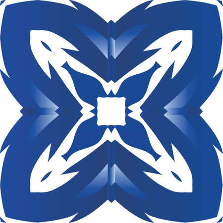 Traditional ornate portuguese azulejo. Vector seamless pattern arabesque. Kitchen design. Blue abstract background for web backdrop, print, pillows, surface texture, wallpaper, towels.のイラスト素材