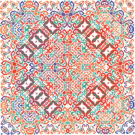 Traditional ornate mexican talavera. Vector seamless pattern texture. Geometric design. Red abstract...