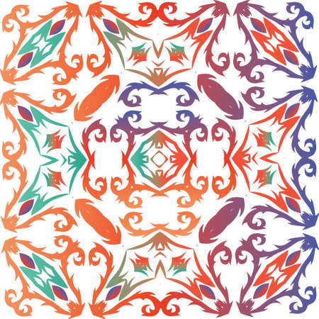 Ornamental talavera mexico tiles decor. Vector seamless pattern frame. Modern design. Red gorgeous flower folk print for linens, smartphone cases, scrapbooking, bags or T-shirts.のイラスト素材