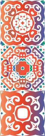 Traditional ornate mexican talavera. Kit of vector seamless patterns. Geometric design. Red abstract...