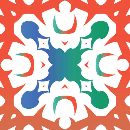 Mexican vintage talavera tiles. Vector seamless pattern collage. Original design. Red antique background for pillows, print, wallpaper, web backdrop, towels, surface texture.のイラスト素材