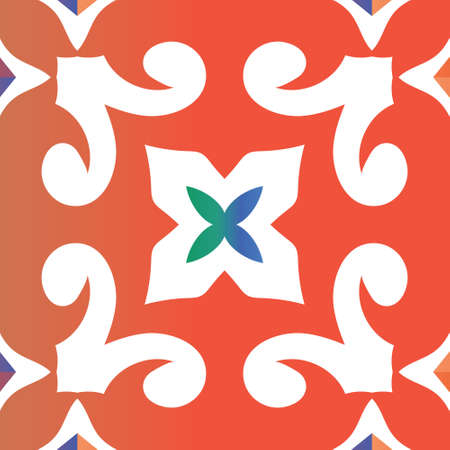 Antique mexican talavera ceramic. Vector seamless pattern template. Modern design. Red floral and...