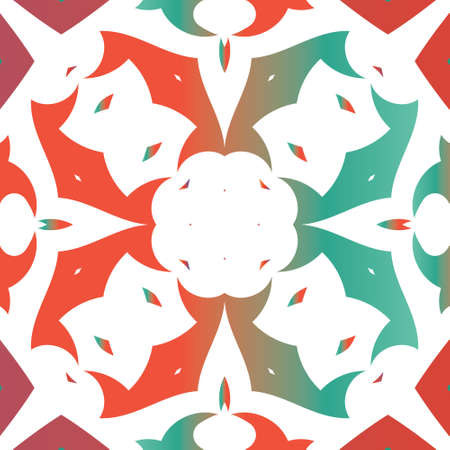 Ornamental talavera mexico tiles decor. Universal design. Vector seamless pattern illustration. Red gorgeous flower folk print for linens, smartphone cases, scrapbooking, bags or T-shirts.のイラスト素材