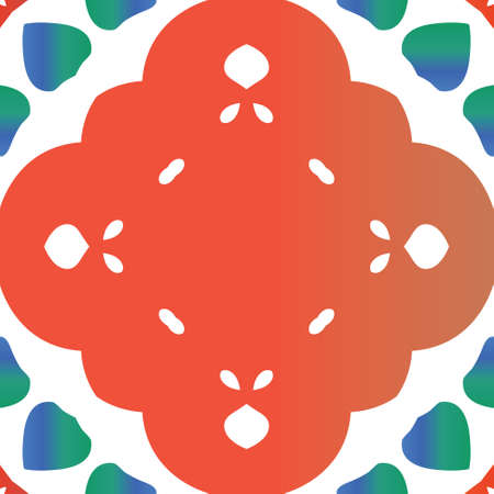 Ethnic ceramic tile in mexican talavera. Geometric design. Vector seamless pattern theme. Red...