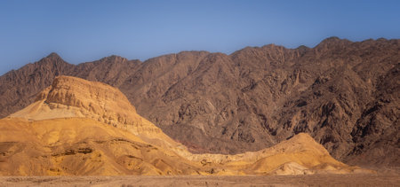Panoramic landscape of rocky desert in Sinai Peninsula.の写真素材