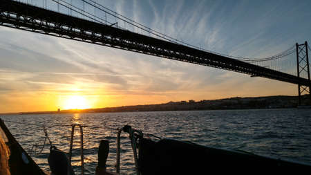Lisbon 25th April Bridge - Sunset view from below