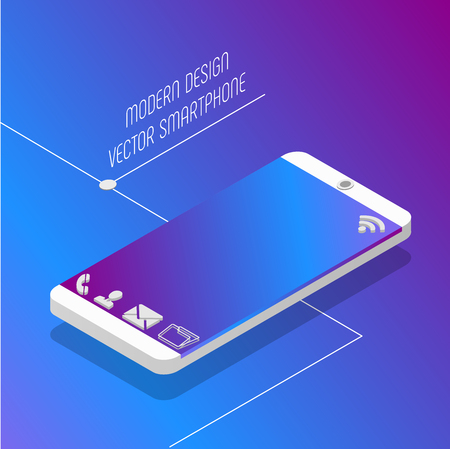Vector 3d realistic cell phone, isometric smartphoneのイラスト素材