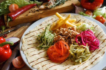 Shawarma kebab in the sectionの写真素材