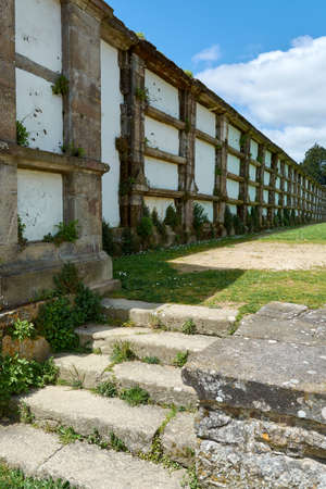 MAY 3, 2018 - GALICIA, SPAIN: View of old tombs at ancient cemetery of the Park San Domingos de Bonaval in Santiago de Compostela.のeditorial素材