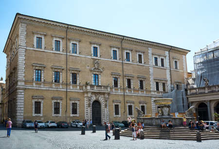 ROME, ITALY - MAY 17, 2017: View of the facade of the Palazzo Farnese or Farnese Palace, in Rome. It is currently the French embassy in Italy.のeditorial素材