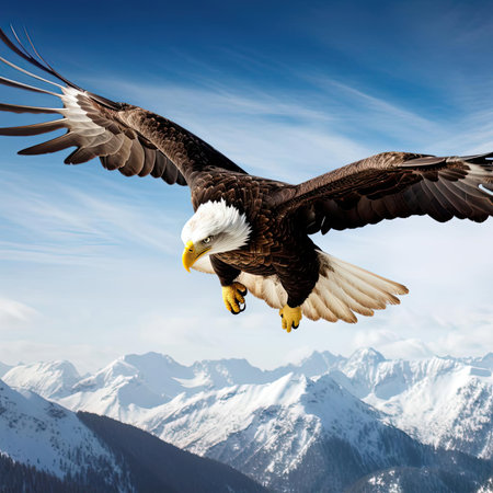 Bald Eagle in flight against the background of mountains - 3d renderingの素材