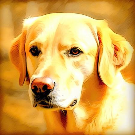 Illustration of a Labrador retriever dog, digital paintingの素材