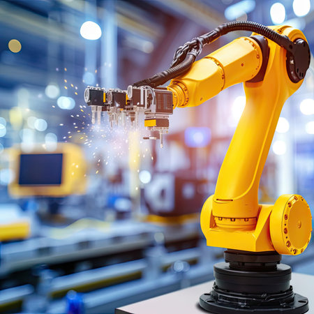 Robotic arm for industry 4.0 or 4th industrial revolution and automation manufacturing processの素材
