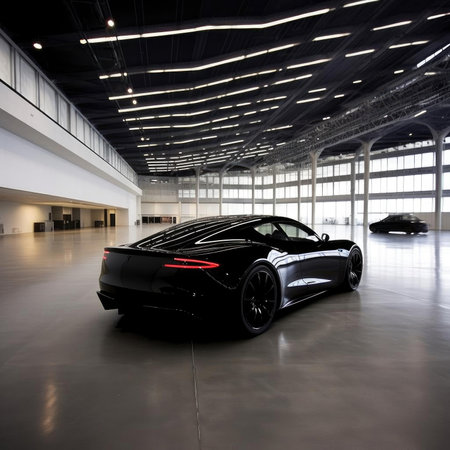 Modern car in the showroomの素材