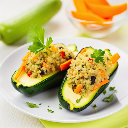 Zucchini stuffed with couscous and vegetables - shallow dofの素材