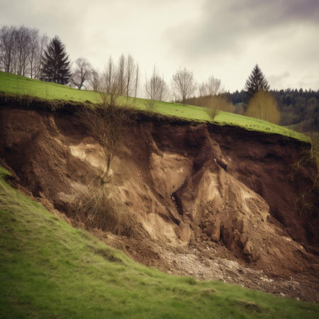 Erosion area in the countryside - spring landscapeの素材