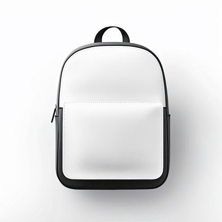 Black and white bag on white backgroundの素材