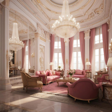 Luxury interior of a living room in classic styleの素材
