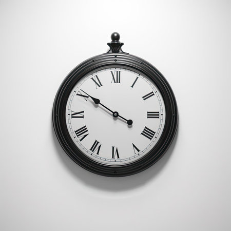 A wall clock on white backgroundの素材