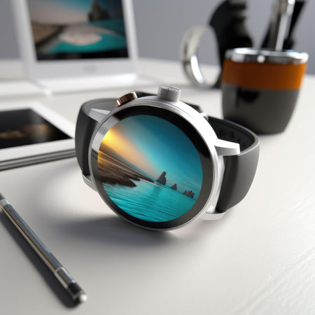 Smart watch with a beautiful image on the screenの素材