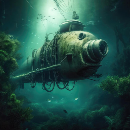 Fantasy underwater submarine in the oceanの素材