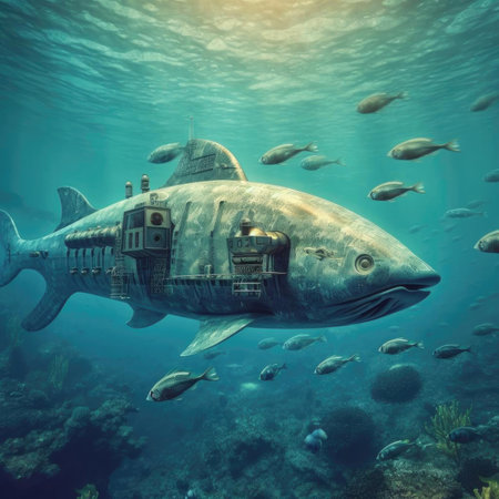 Fantasy underwater submarine in the oceanの素材