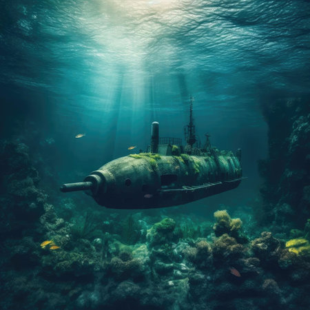 Fantasy underwater submarine in the oceanの素材
