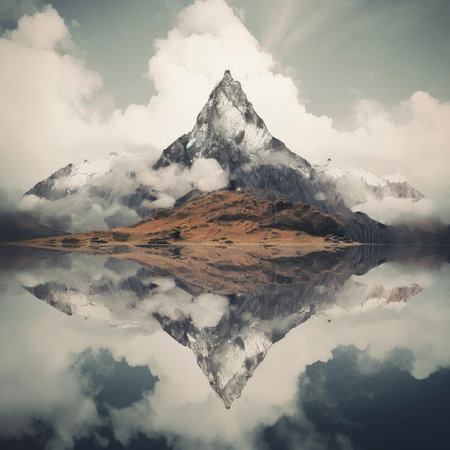 Matterhorn mountain reflected in the lakeの素材