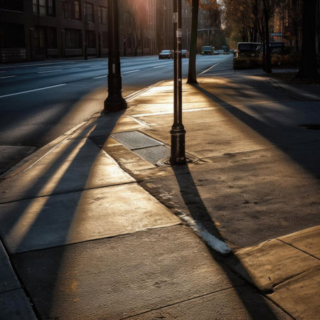 Sunlight on the street in downtownの素材