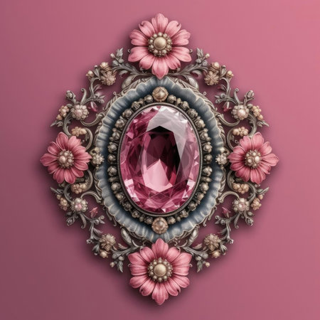 Gemstone in a frame on a pink backgroundの素材