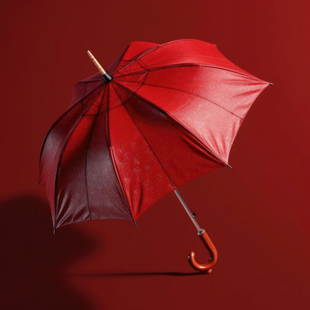 Red umbrella on a red backgroundの素材