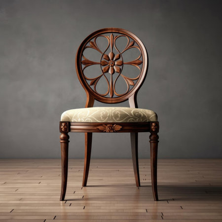 Vintage chair on a dark background - vintage furnitureの素材