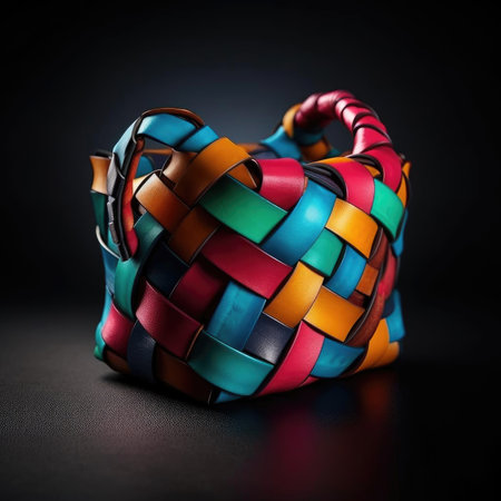 Colorful handbag on black backgroundの素材