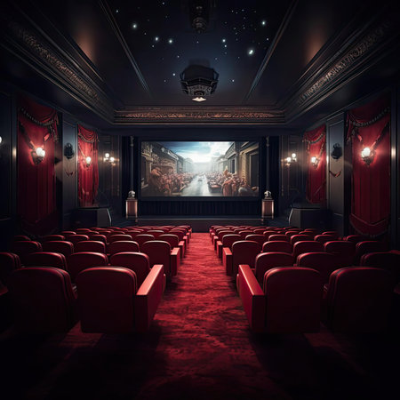 Theater interior with red seats - vintage styleの素材