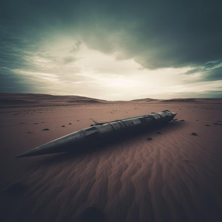Abandoned missile in the desertの素材